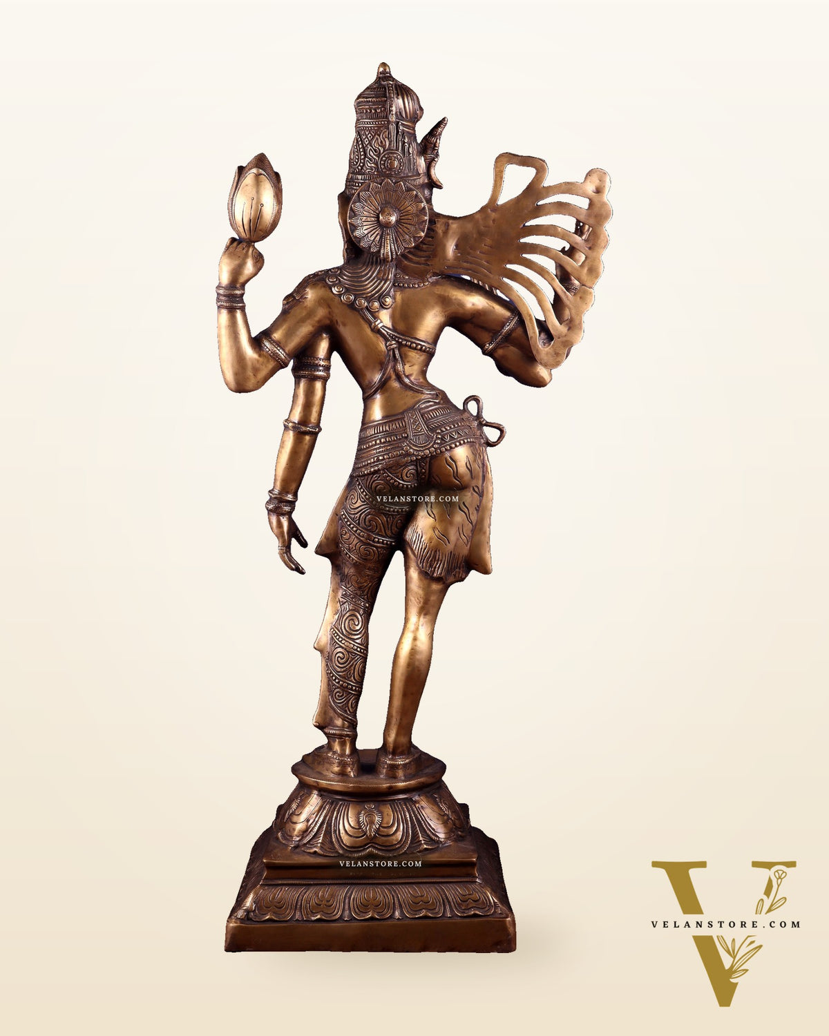 Pure Brass Large Ardhanarishvara Statue – Burnt Brass Finish 40 inch