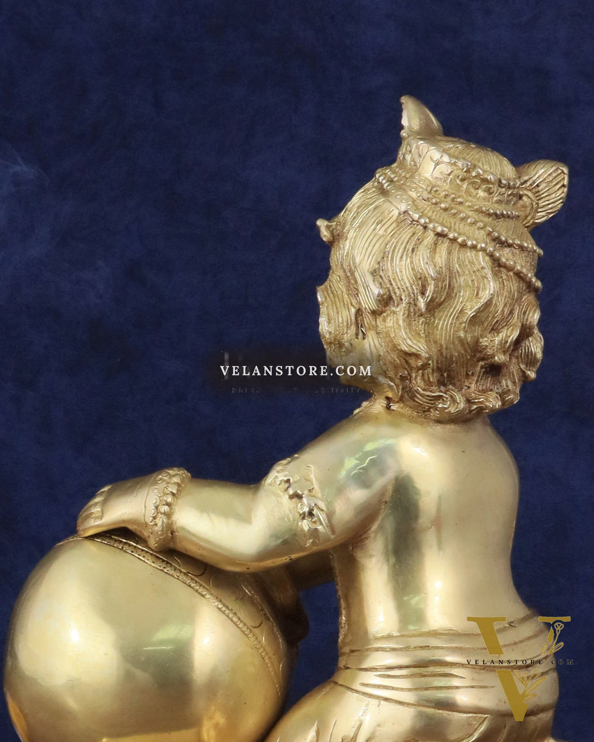 Pure Brass Large Baby Krishna as Makhan Chor Statue - 12"