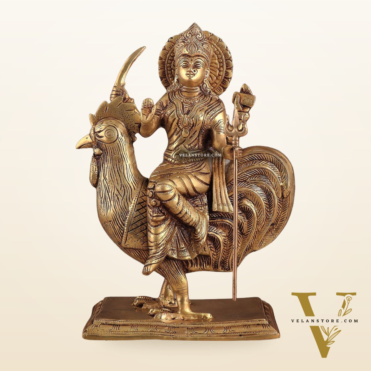 Pure Brass Large Bahuchar Mata Goddess Statue 13"
