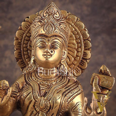 Pure Brass Large Bahuchar Mata Goddess Statue 13"