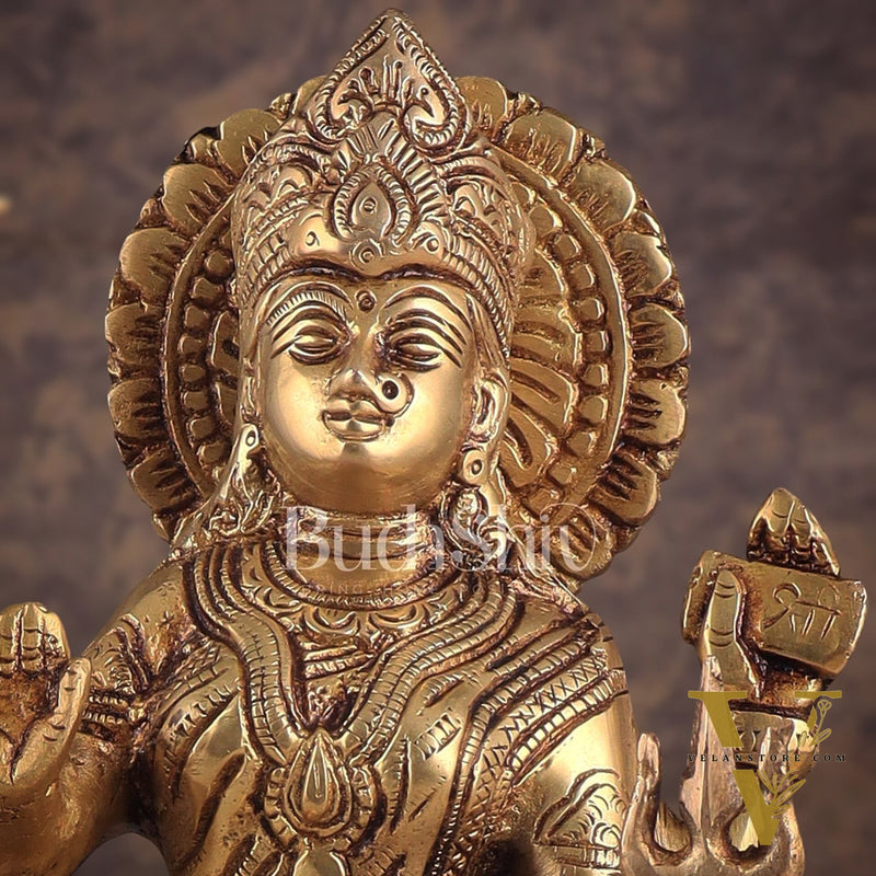 Pure Brass Large Bahuchar Mata Goddess Statue 13"