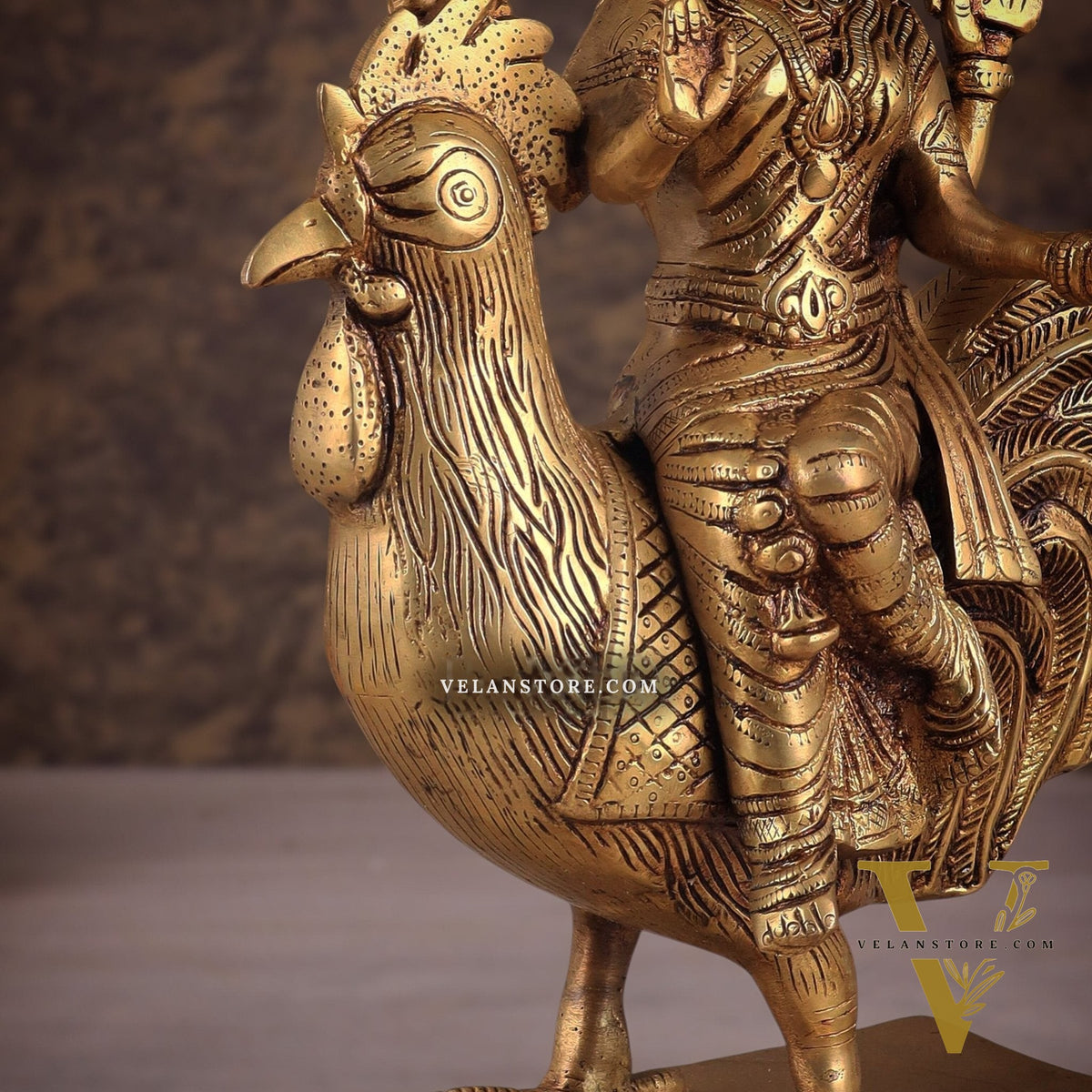 Pure Brass Large Bahuchar Mata Goddess Statue 13"