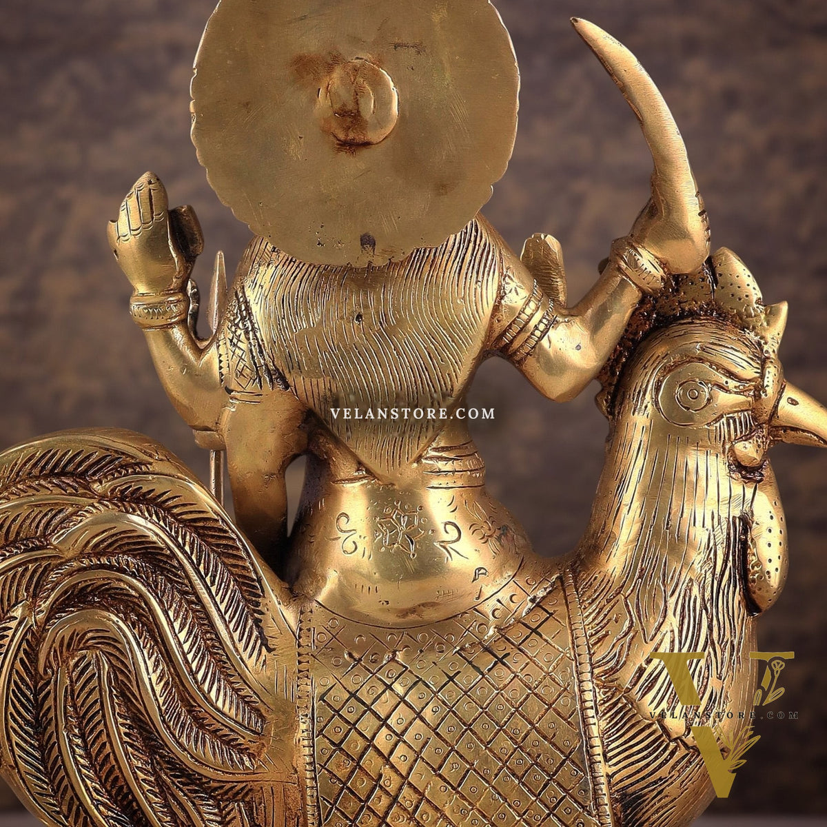 Pure Brass Large Bahuchar Mata Goddess Statue 13"