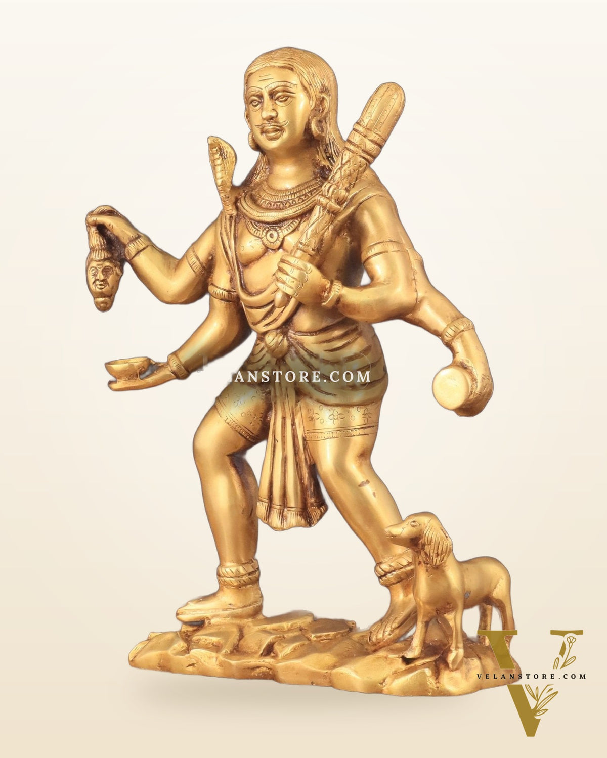 Pure Brass Large Batuk Bhairava Statue - 15" golden