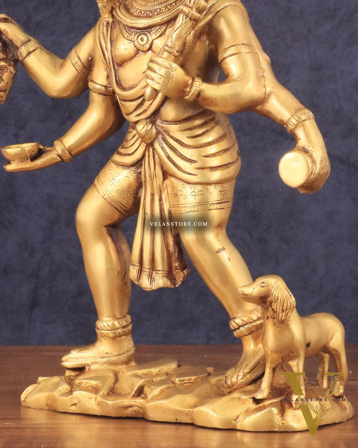 Pure Brass Large Batuk Bhairava Statue - 15" golden