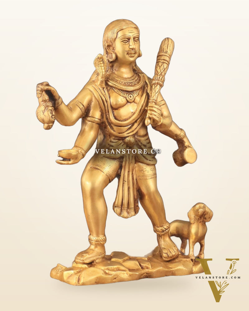 Pure Brass Large Batuk Bhairava Statue - 15" golden