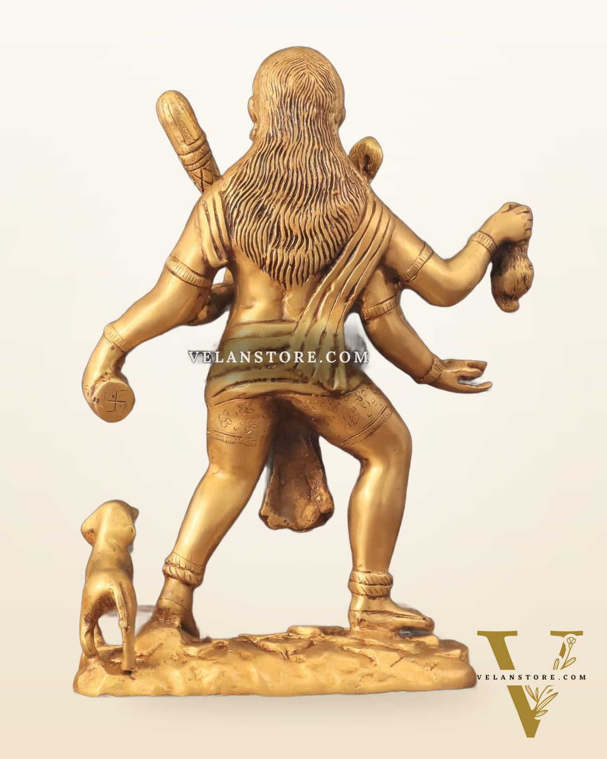 Pure Brass Large Batuk Bhairava Statue - 15" golden