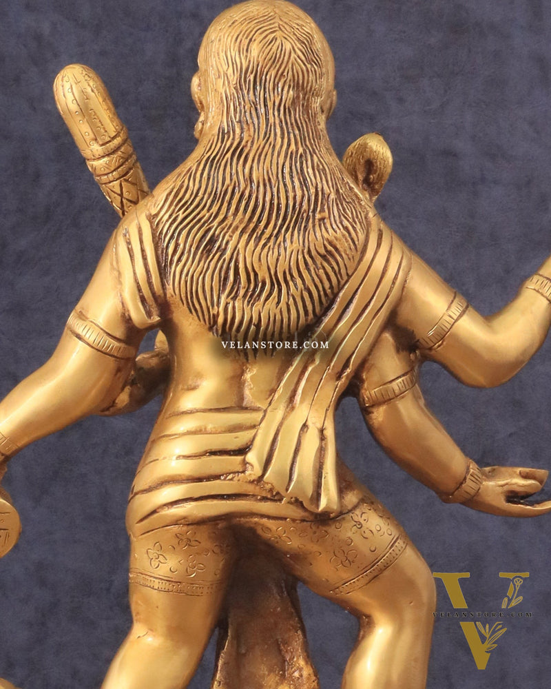 Pure Brass Large Batuk Bhairava Statue - 15" golden