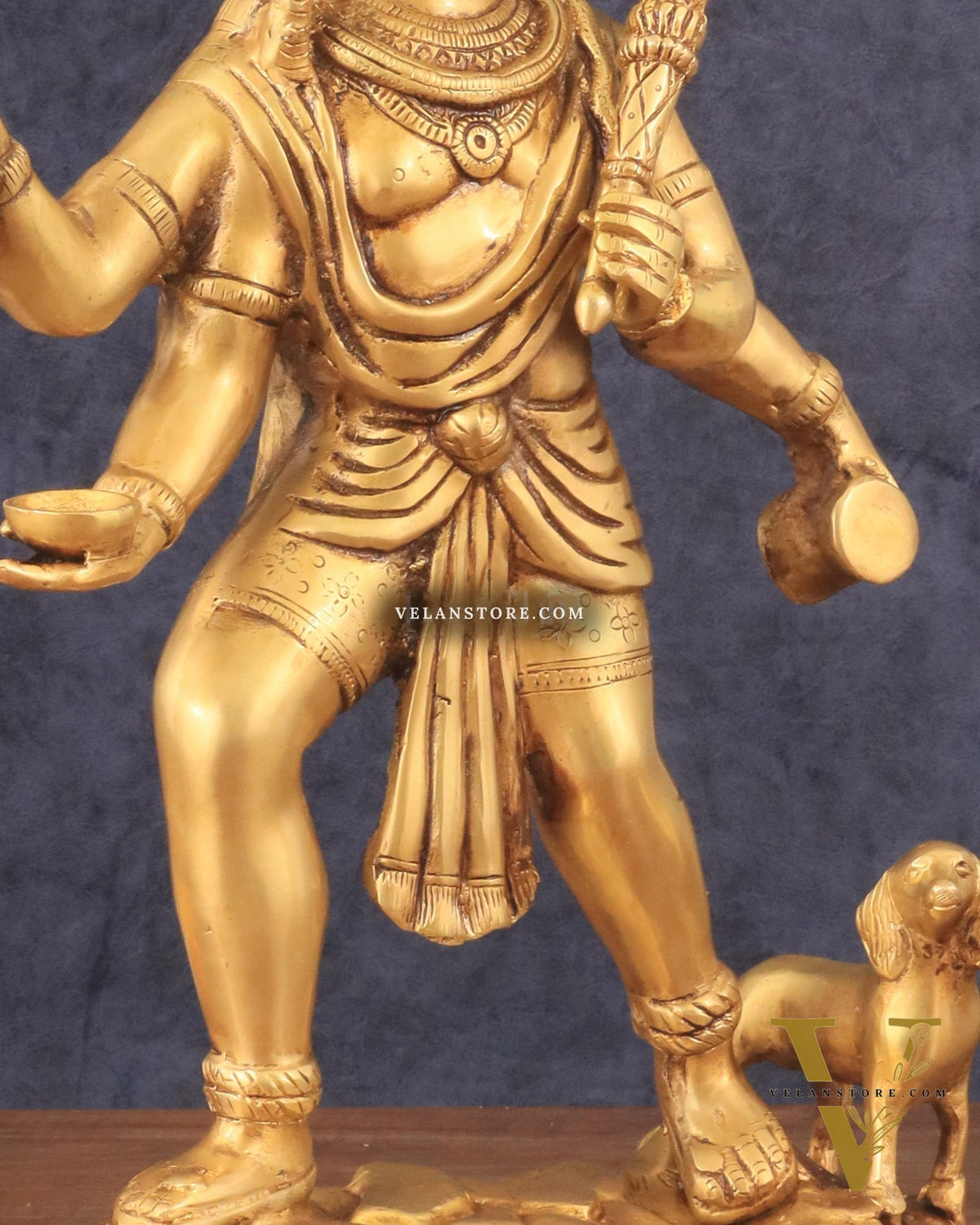 Pure Brass Large Batuk Bhairava Statue - 15" golden
