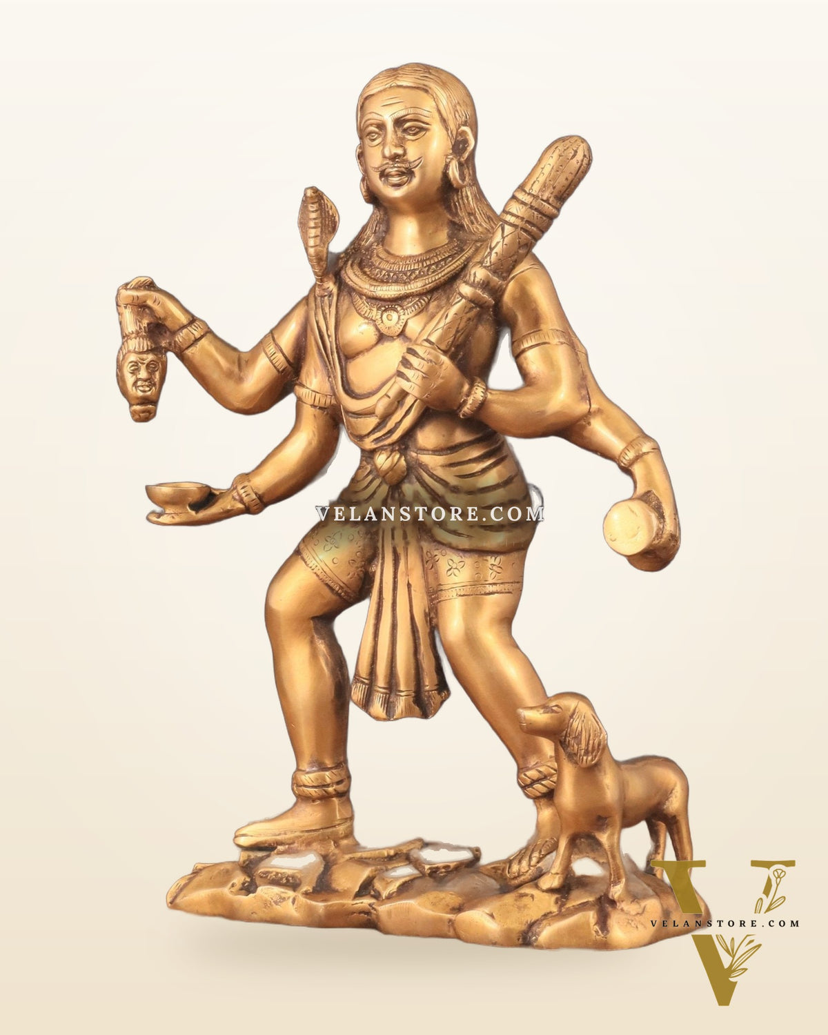Pure Brass Large Batuk Bhairava Statue - 15"
