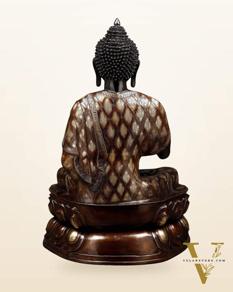 Pure Brass Large Blessing Buddha Statue 38"