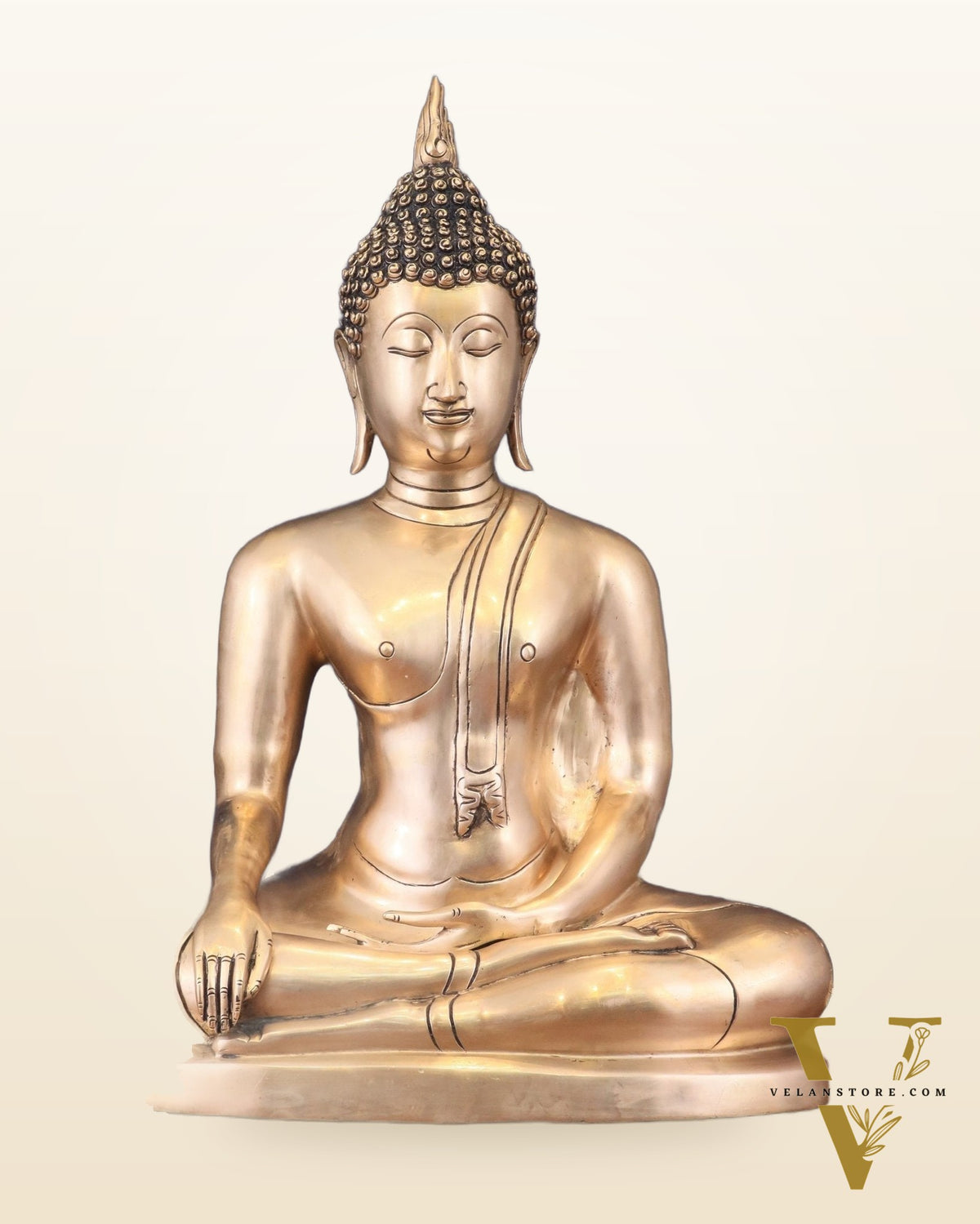 Pure Brass Large Buddha in Bhoomisparsha Nirvana Mudra - 23 INCH