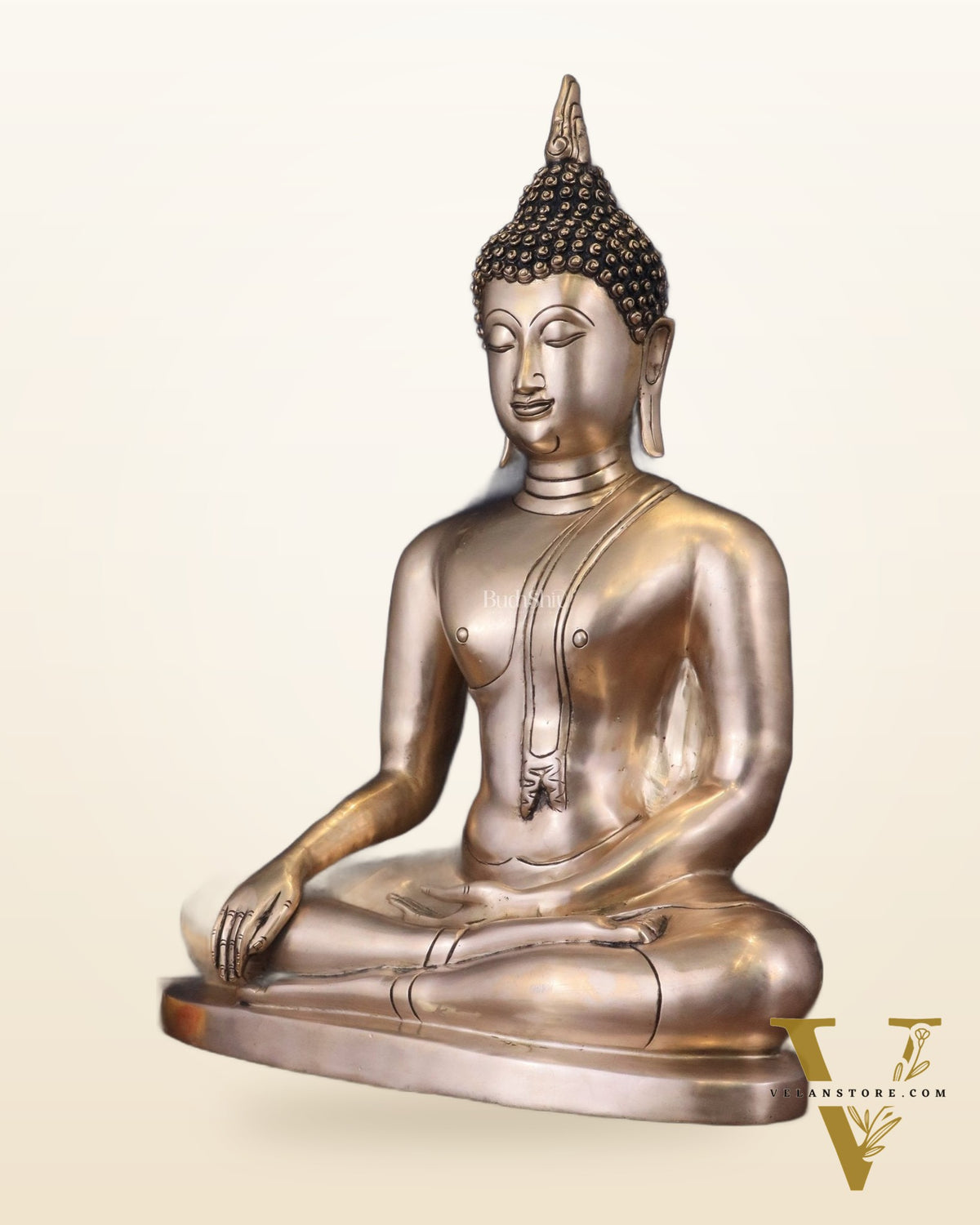 Pure Brass Large Buddha in Bhoomisparsha Nirvana Mudra - 23 INCH
