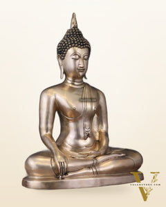 Pure Brass Large Buddha in Bhoomisparsha Nirvana Mudra - 23 INCH