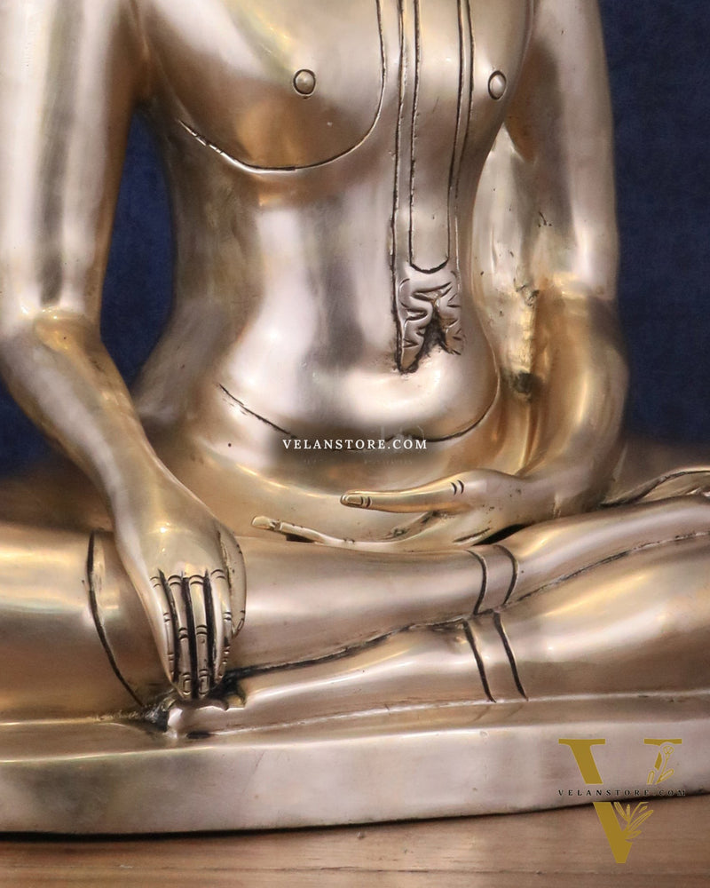 Pure Brass Large Buddha in Bhoomisparsha Nirvana Mudra - 23 INCH