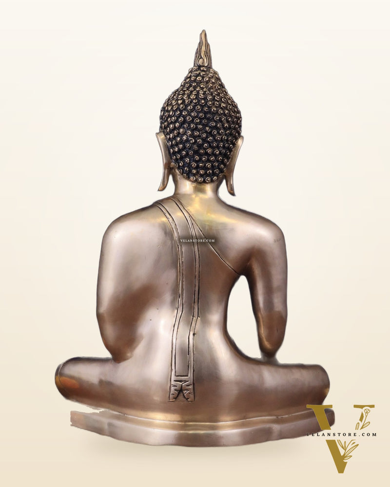 Pure Brass Large Buddha in Bhoomisparsha Nirvana Mudra - 23 INCH