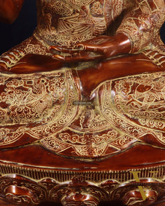 Pure Brass Large Buddha Statue - Handcrafted, 33" Tall, 48kg copper sand finish