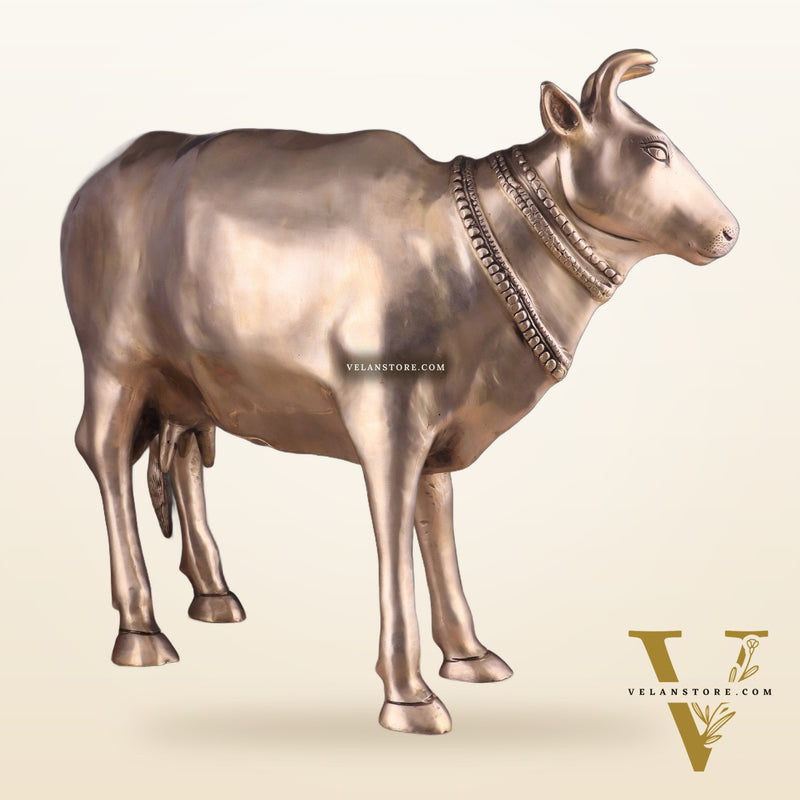 Pure Brass Large Cow Statue – Gomatha Idol | Elegant Spiritual Décor