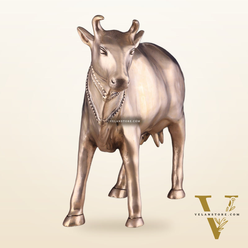Pure Brass Large Cow Statue – Gomatha Idol | Elegant Spiritual Décor