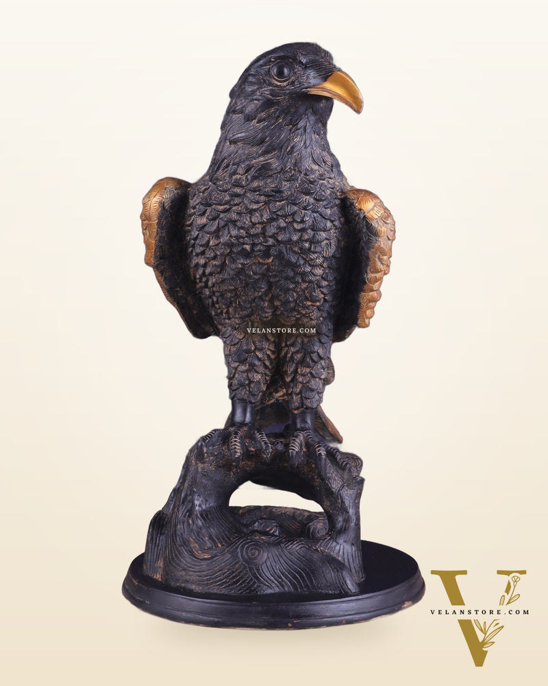 Pure Brass Large Eagle Statue in Antique Tone | Vastu & Feng Shui 15"