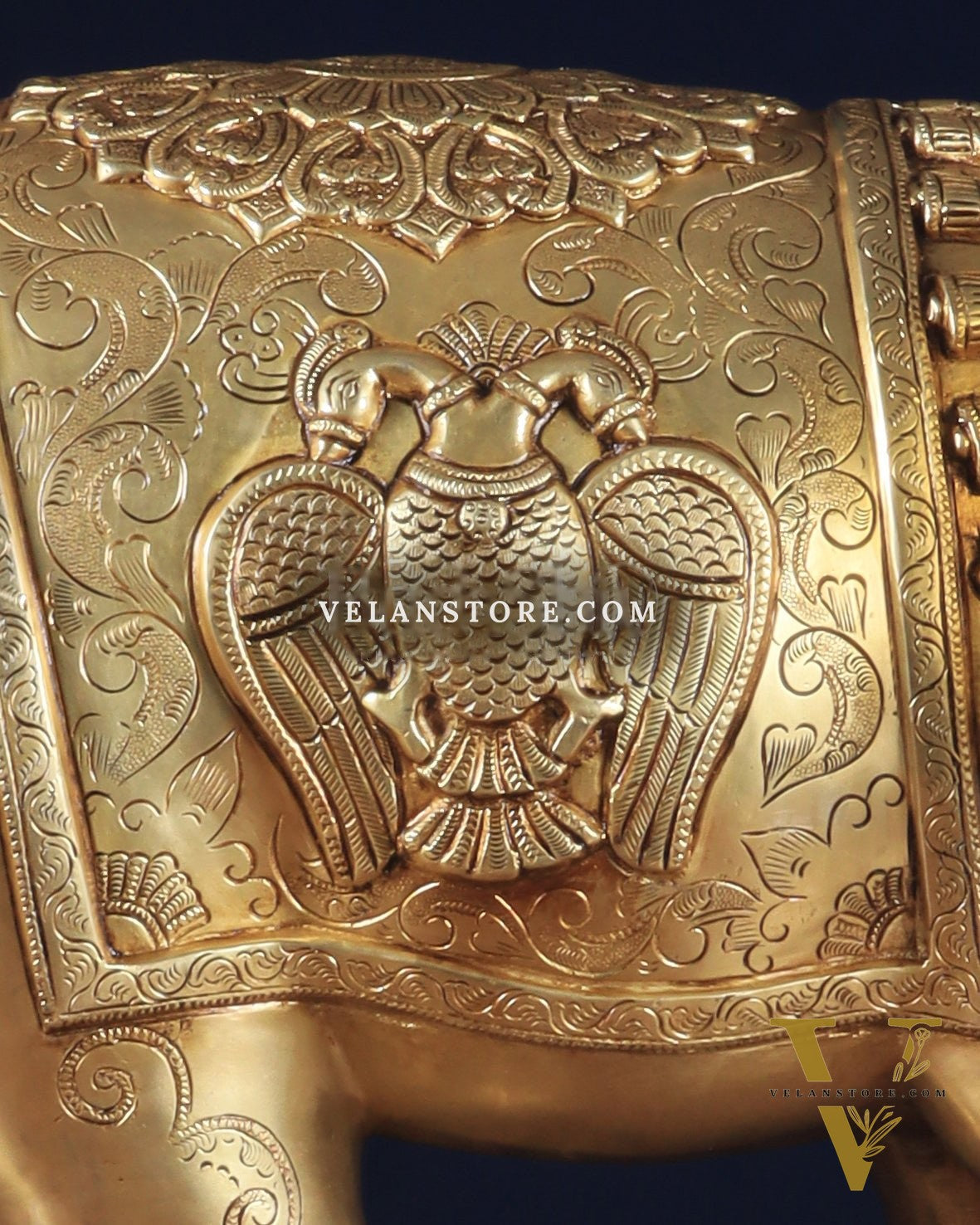 Pure Brass Large Elephant Statue with Enhanced Carvings 26"