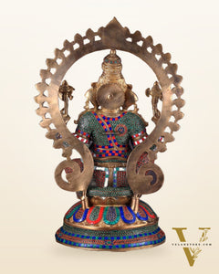 Pure Brass Large Ganesha Statue with Meenakari Stonework – 27" Tall