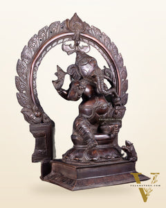 Pure Brass Large Ganesha Statue with Prabhavali – Chola Style 18 inch