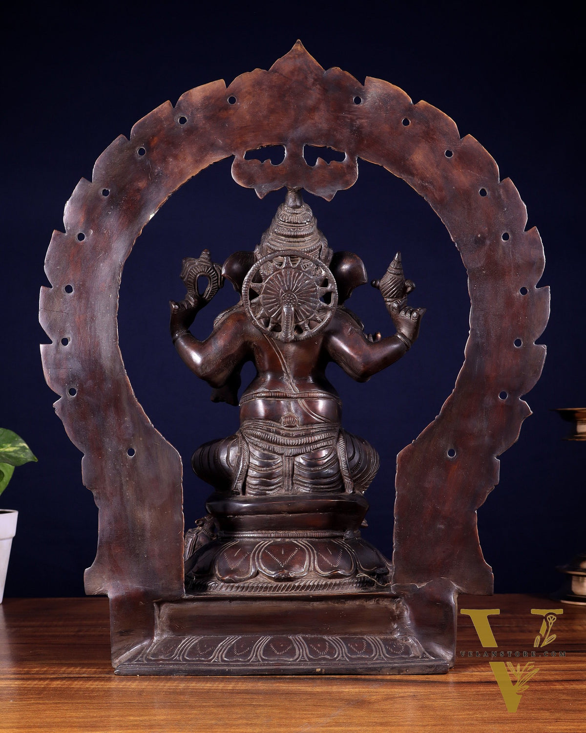 Pure Brass Large Ganesha Statue with Prabhavali – Chola Style 18 inch