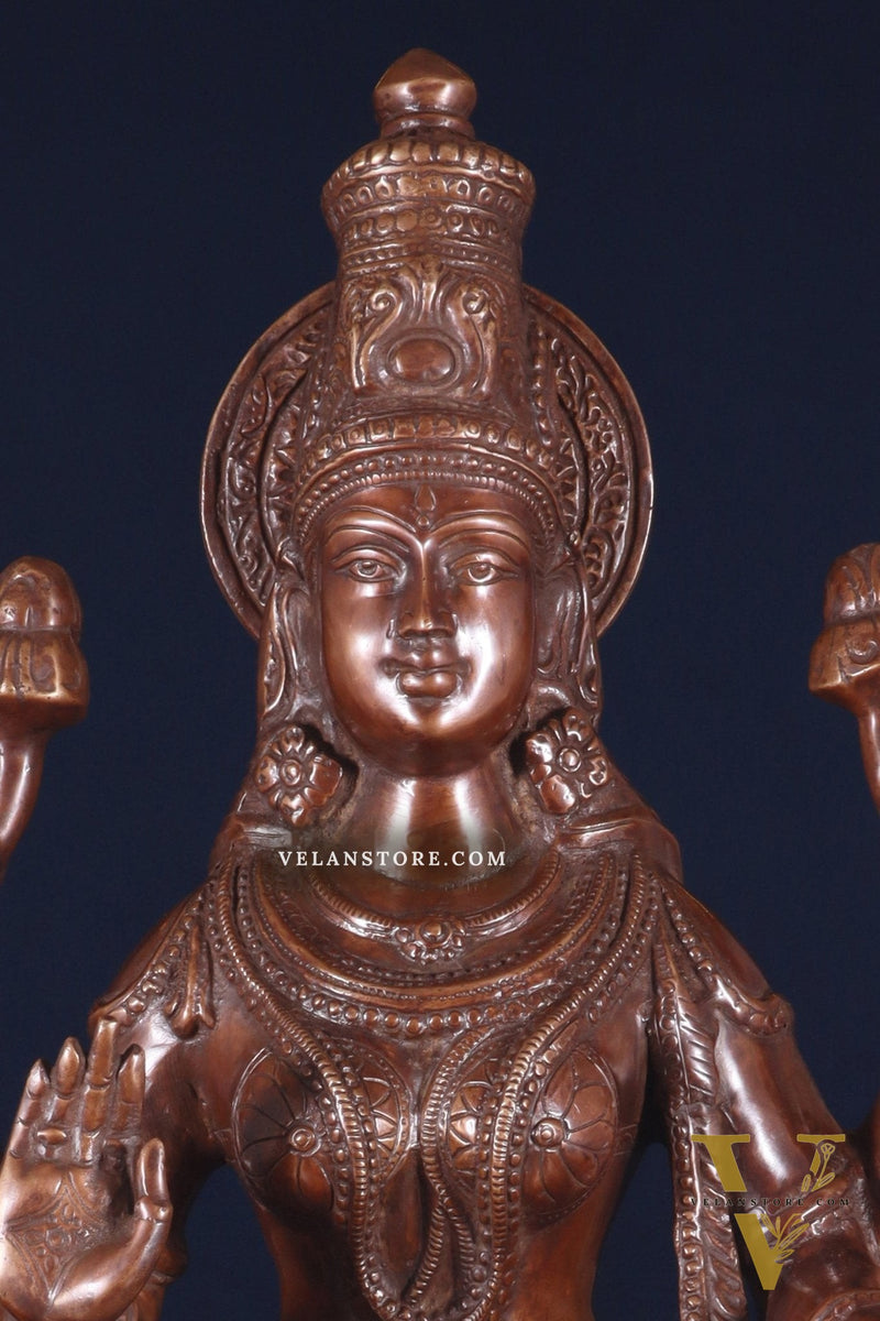 Pure Brass Large Goddess Lakshmi Statue – Crossed Legs Pose, 25 Inch,