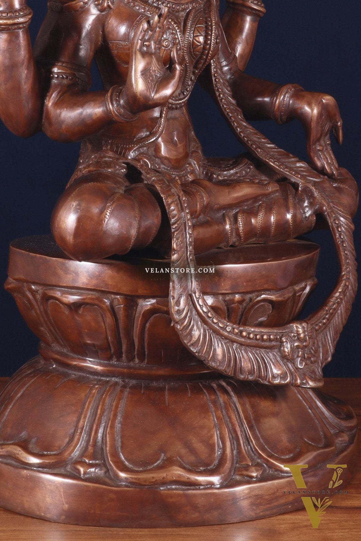 Pure Brass Large Goddess Lakshmi Statue – Crossed Legs Pose, 25 Inch,