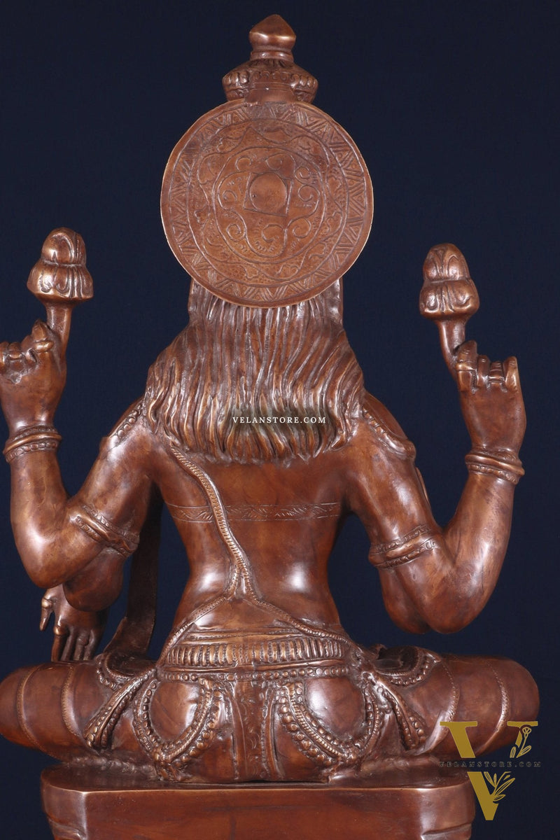 Pure Brass Large Goddess Lakshmi Statue – Crossed Legs Pose, 25 Inch,