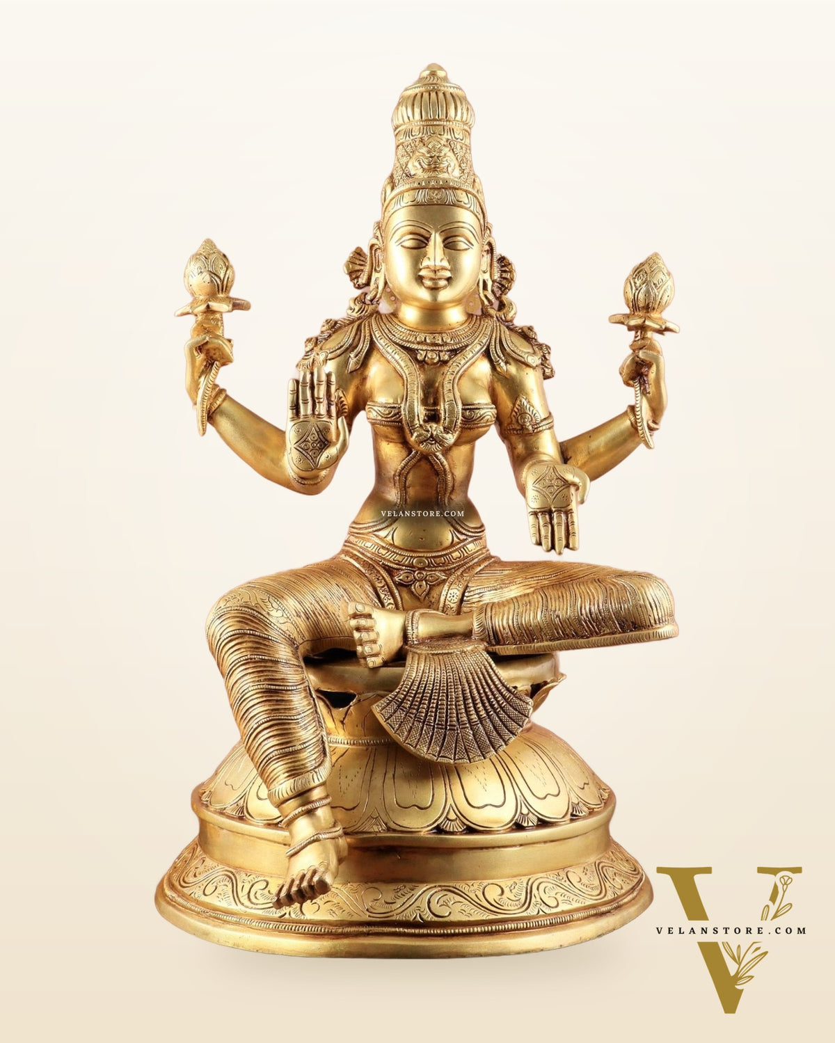 Pure Brass Large Goddess Lakshmi Superfine Statue 24"