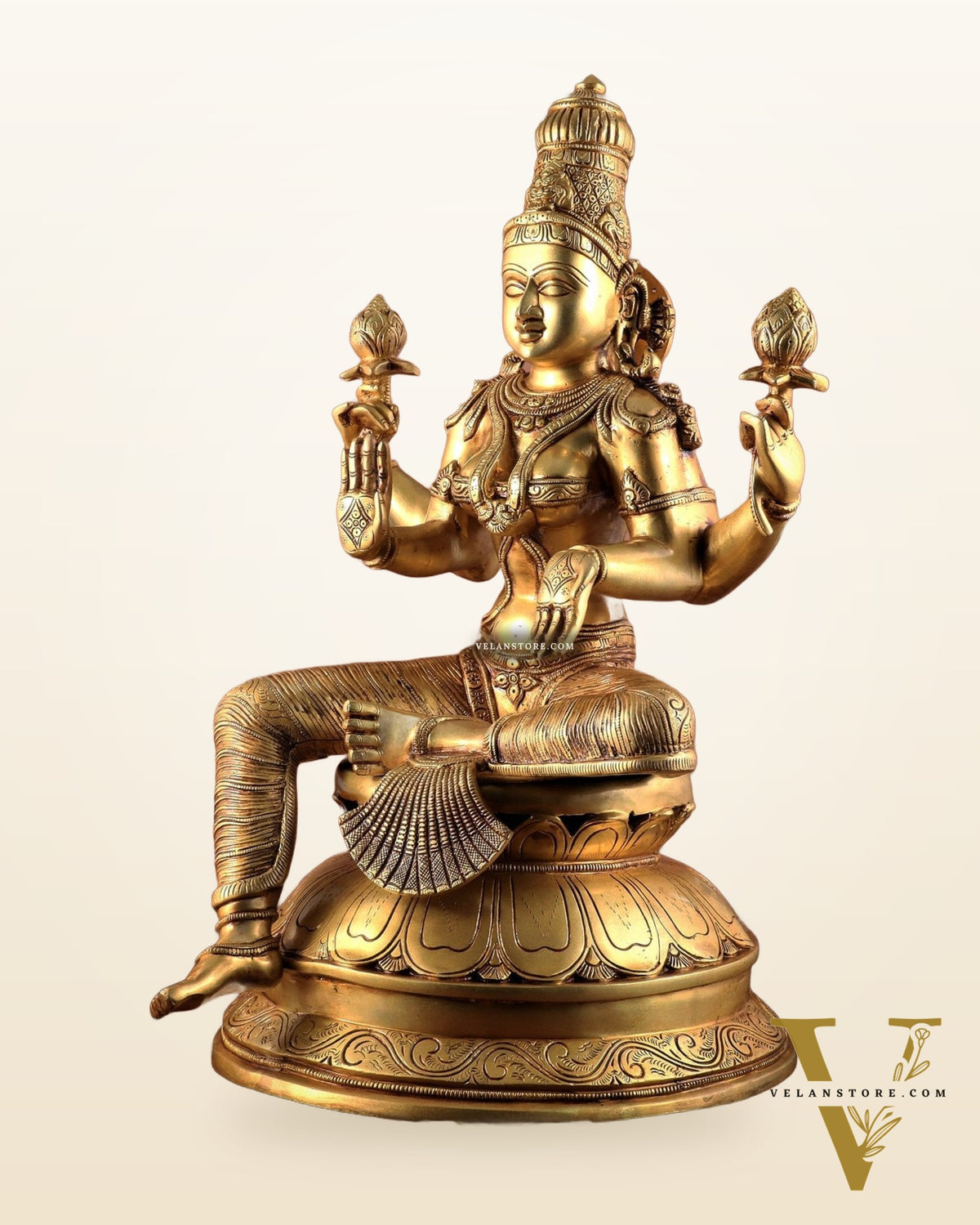 Pure Brass Large Goddess Lakshmi Superfine Statue 24"