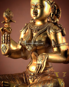 Pure Brass Large Goddess Lakshmi Superfine Statue 24"