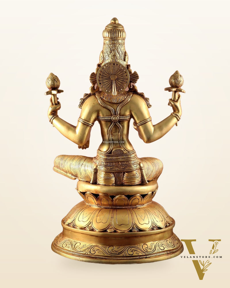 Pure Brass Large Goddess Lakshmi Superfine Statue 24"