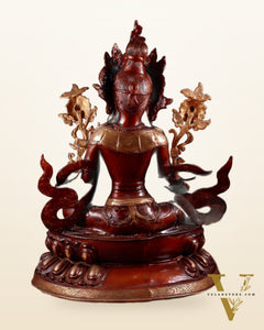 Pure Brass Large Green Tara Statue – Divine Protector & Compassionate Mother 24.5"