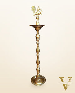 Pure Brass Large Inauguration Peacock Samai Oil Lamp - 68 Inch/ 5.5 feet