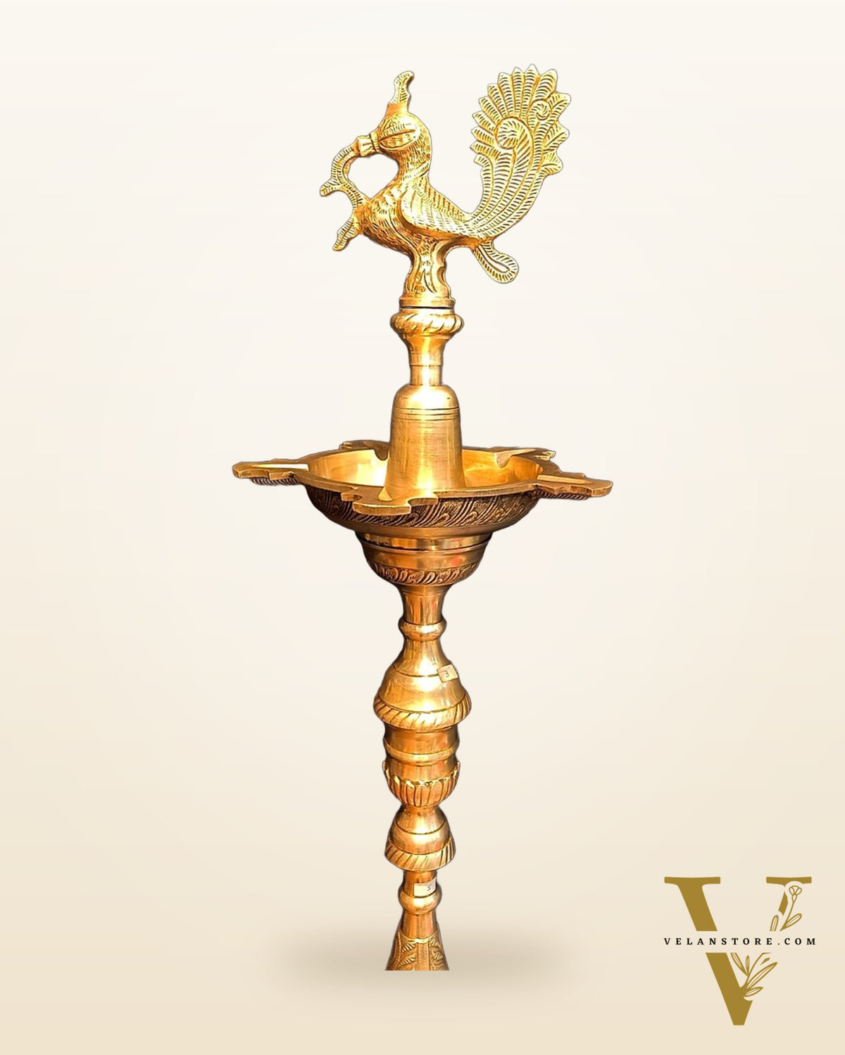Pure Brass Large Inauguration Peacock Samai Oil Lamp - 68 Inch/ 5.5 feet