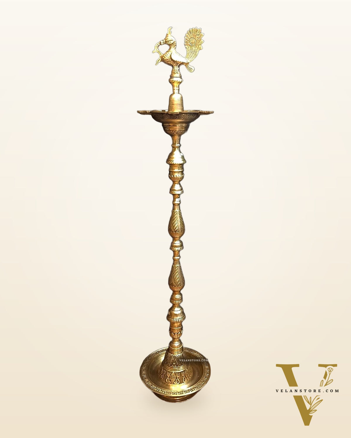 Pure Brass Large Inauguration Peacock Samai Oil Lamp - 68 Inch/ 5.5 feet
