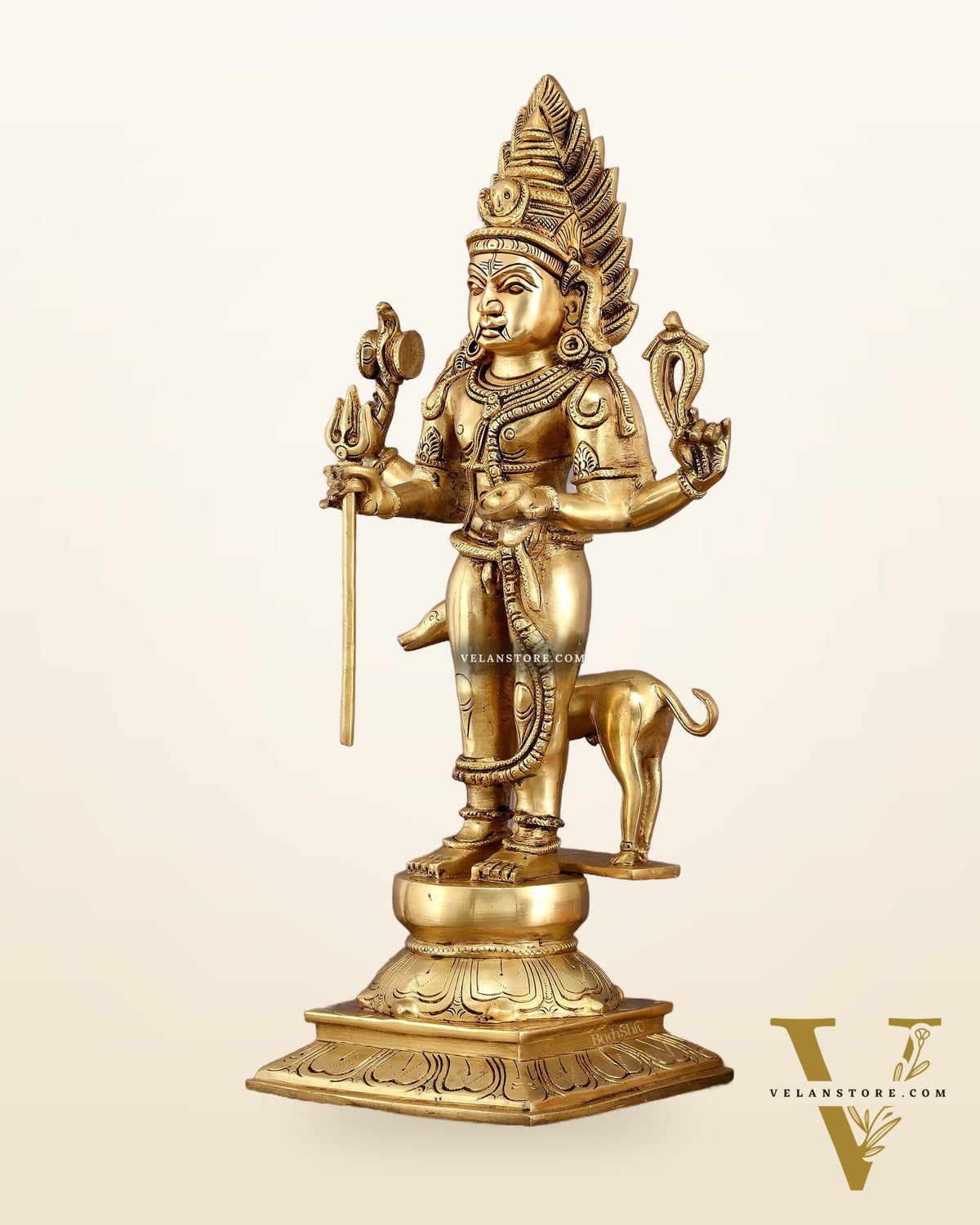 Pure Brass Large Kaal Bhairava Idol - 18.5 Inch Bhairo Baba Statue