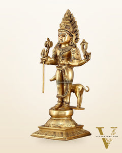 Pure Brass Large Kaal Bhairava Idol - 18.5 Inch Bhairo Baba Statue
