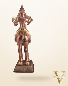 Pure Brass Large Khandoba Bhairava – Shiva on Horse Statue (South Copper Tone) 21" tall
