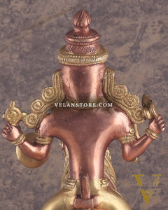 Pure Brass Large Khandoba Bhairava – Shiva on Horse Statue (South Copper Tone) 21" tall