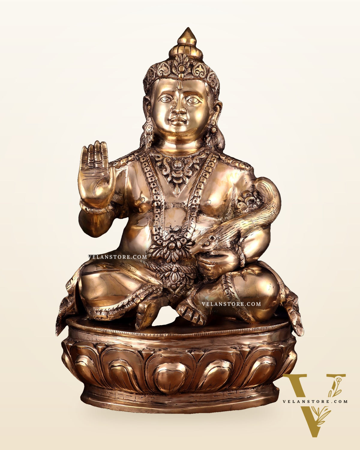 Pure Brass Large Kubera Statue – 22.5 Inch | God of Wealth