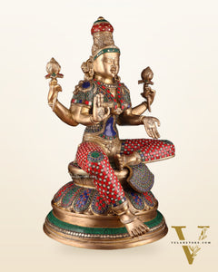 Pure Brass Large Lakshmi Mata Statue 24"
