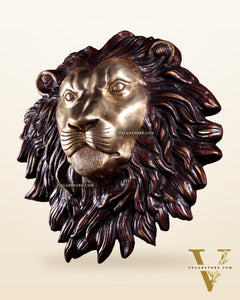 Pure Brass Large Lion Face Wall Hanging – Dual Tone Finish 14.5 inch