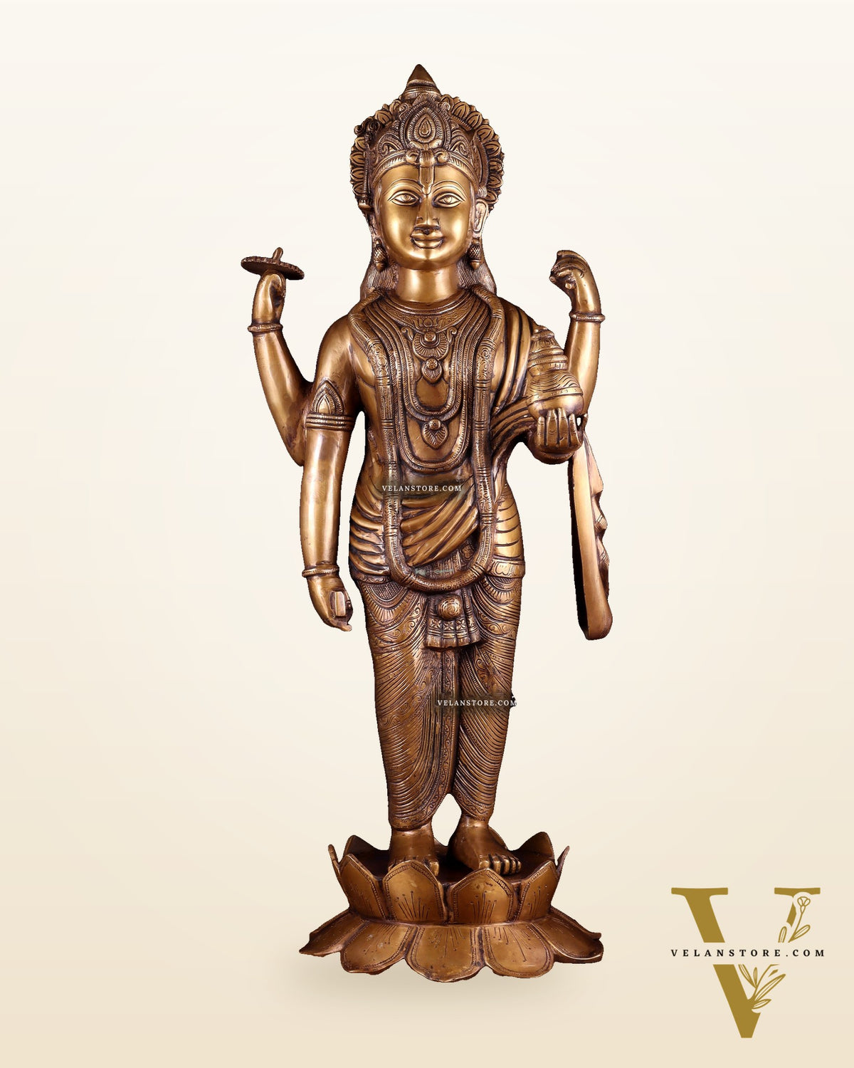 Pure Brass Large Lord Dhanvantari Statue | 30 Inch