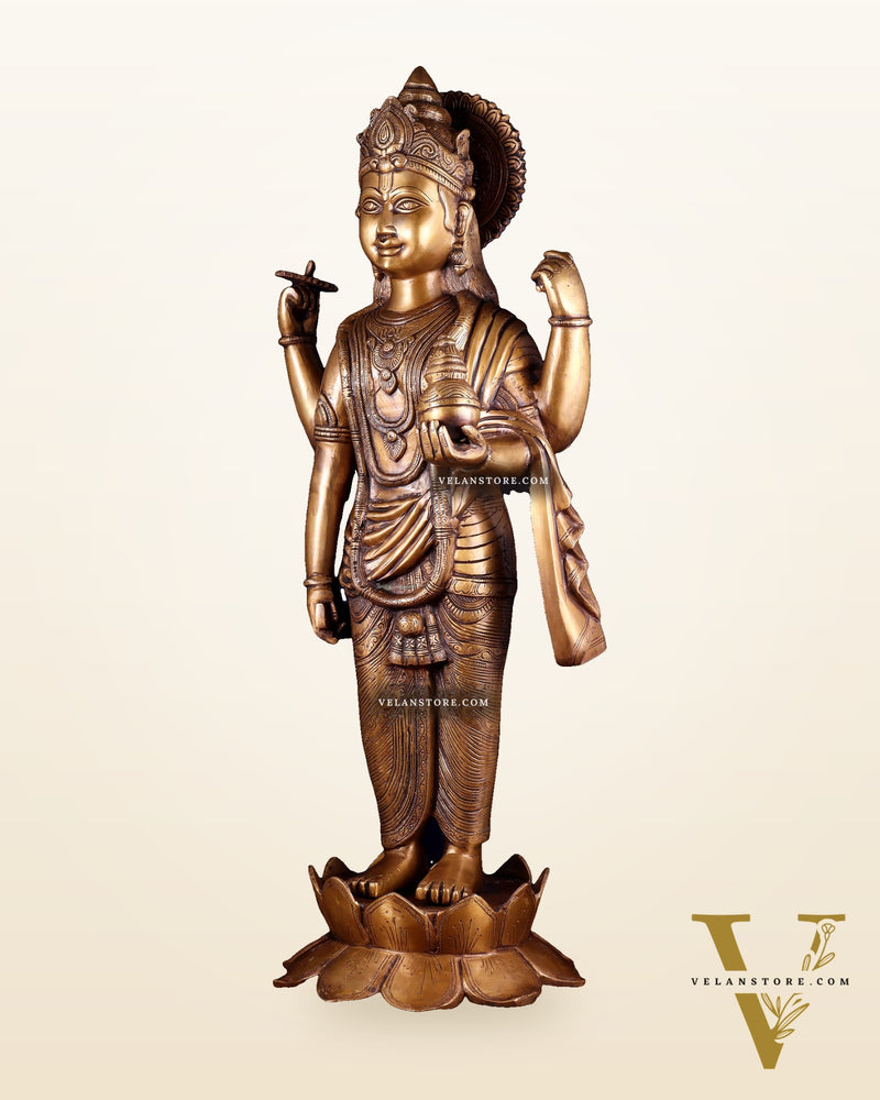 Pure Brass Large Lord Dhanvantari Statue | 30 Inch