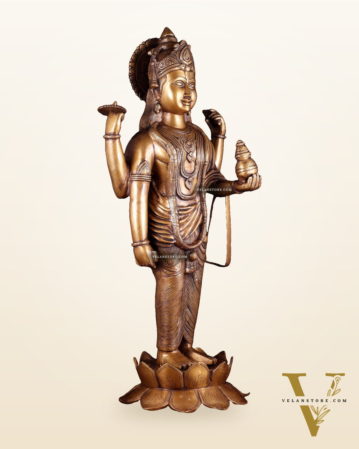 Pure Brass Large Lord Dhanvantari Statue | 30 Inch