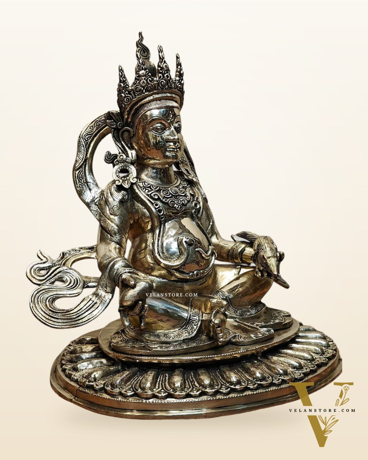 Pure Brass Large Lord Kubera Statue – The God of Wealth & Prosperity 20 inch